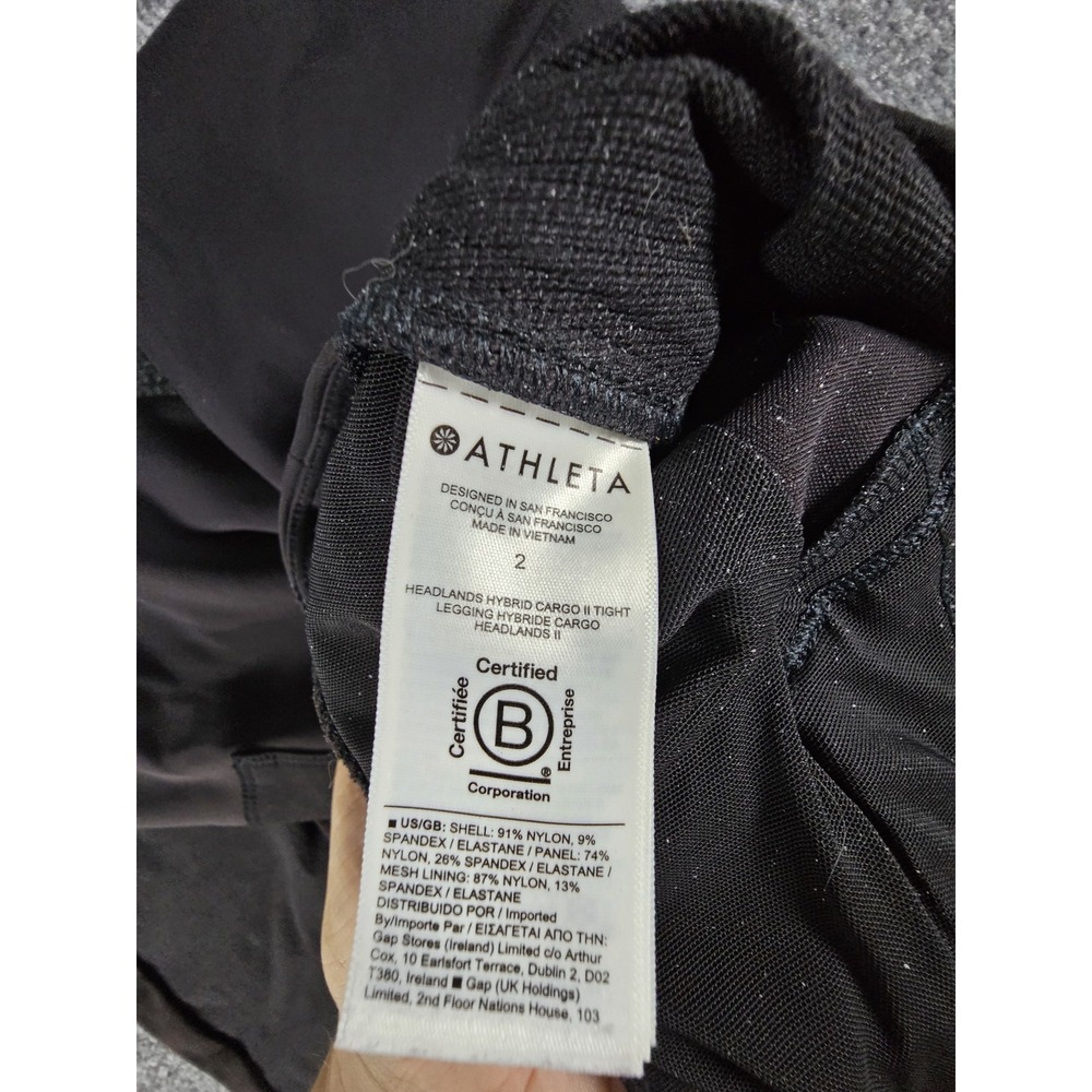 Athleta Leggings Womens 2 Black Headlands Hybrid Cargo II Tight Hiking‎ Pockets - Picture 3 of 7